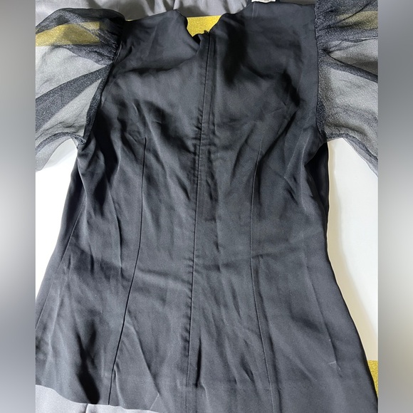 NWT Zara Black Organza Sheer Sleeve Structured Top SZ M - Picture 6 of 8
